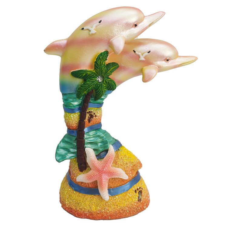Dolphin home decor figurine in coral reef setting