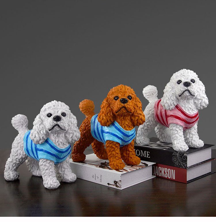Poodle dog figurines in custom outfits — wholesale resin home decor