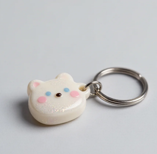 Glitter and embedded resin keychain