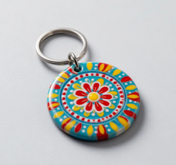Flat double-sided resin keychain