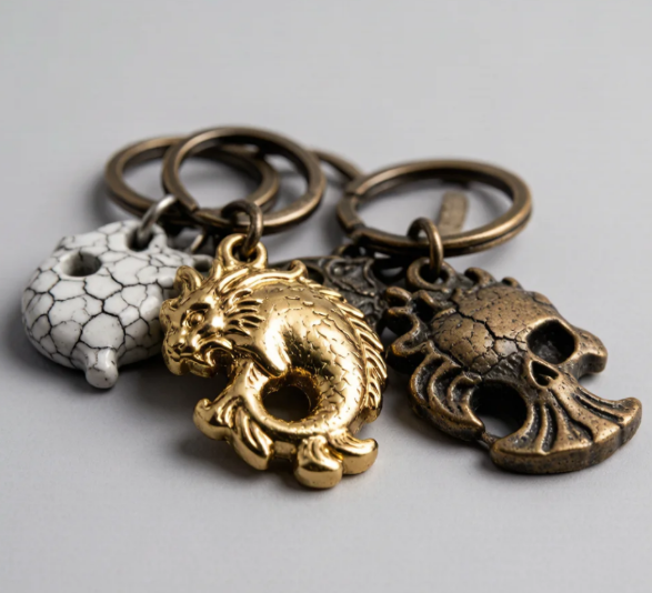 Special finishes resin keychain