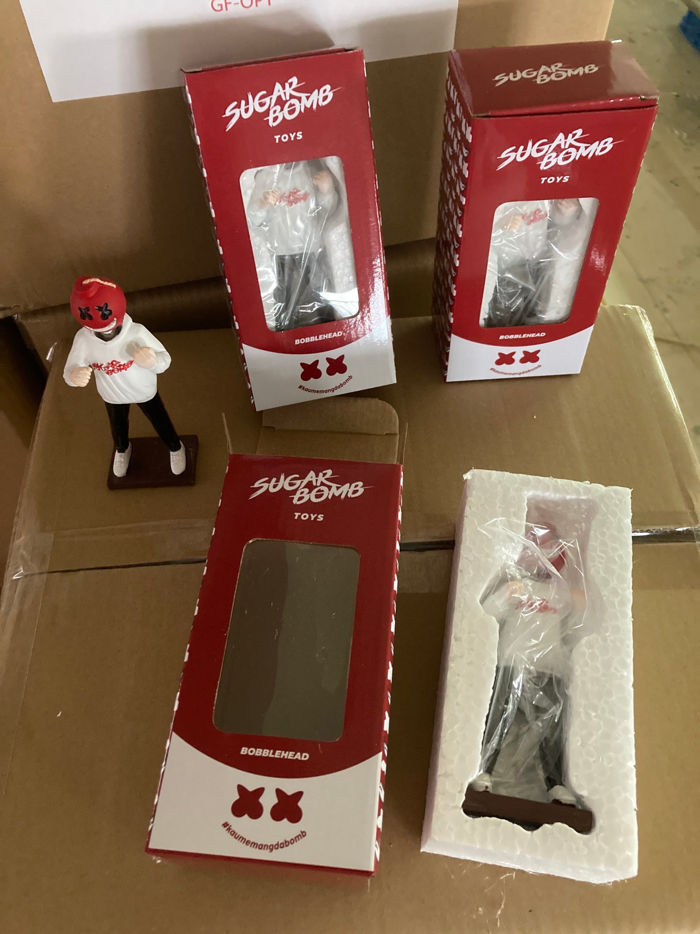 Custom branded bobblehead produced for client SUGAR BOMB TOYS